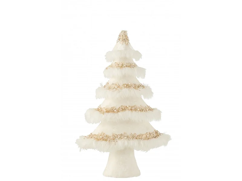Albero di Natale in velluto e piume bianche H50cm