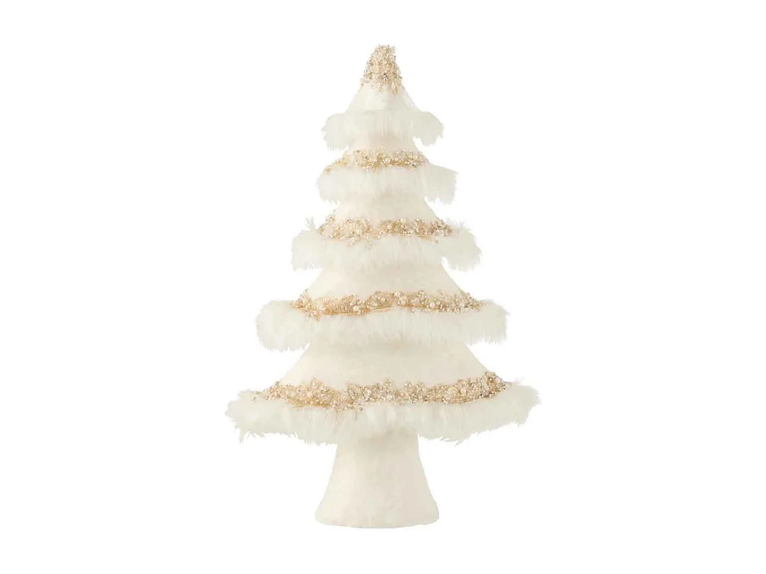 Albero di Natale in velluto e piume bianche H50cm