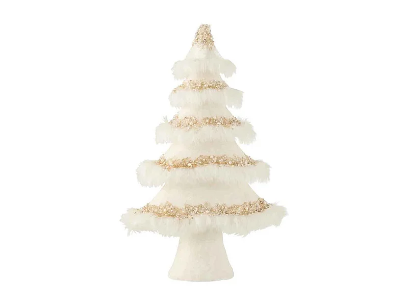 Albero di Natale in velluto e piume bianche H50cm