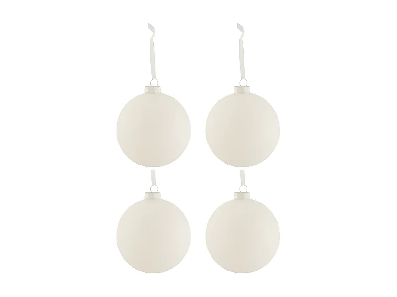 Scatola di 4 palline di Natale in vetro bianco 12x12x12 cm