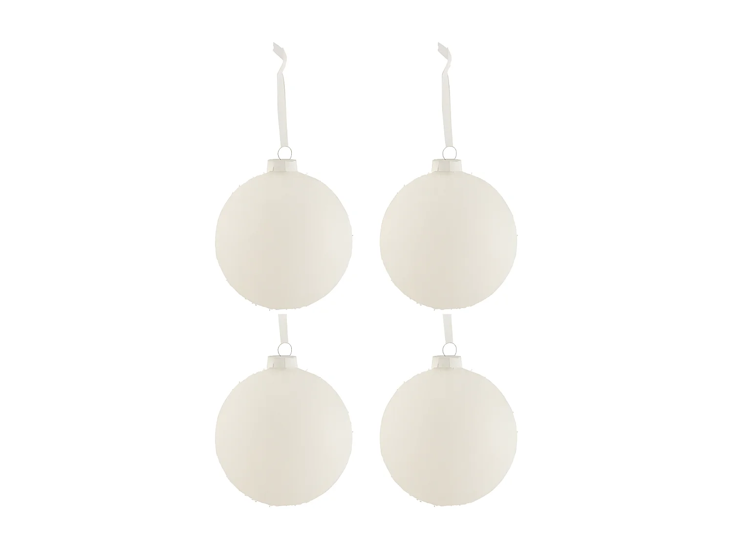 Scatola di 4 palline di Natale in vetro bianco 12x12x12 cm