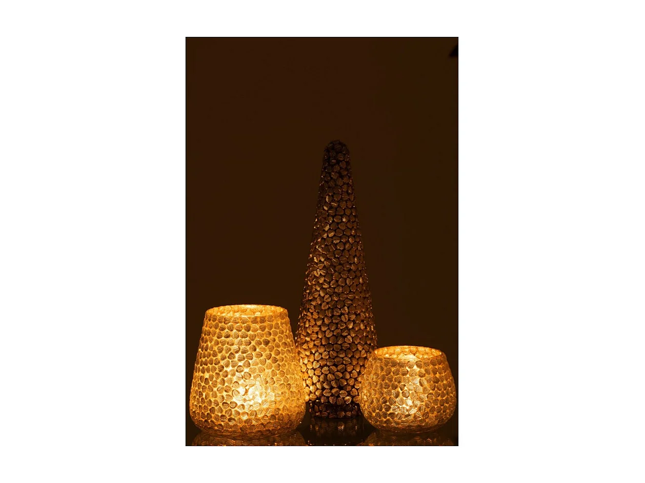 Albero con foglie in vetro argento 14x14x40cm