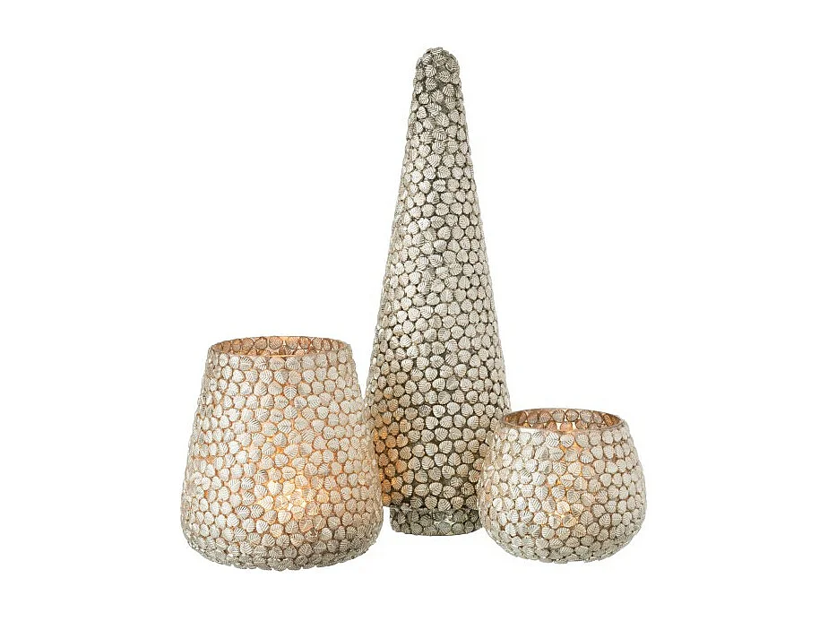 Albero con foglie in vetro argento 14x14x40cm