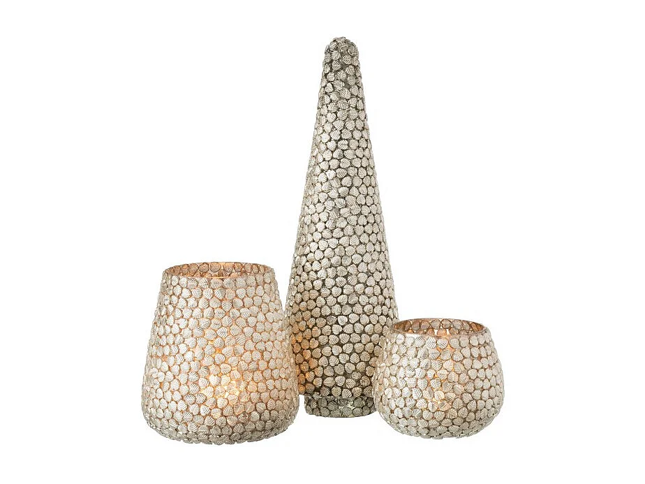 Statuette Déco Arbre "Feuille" 40cm Argent