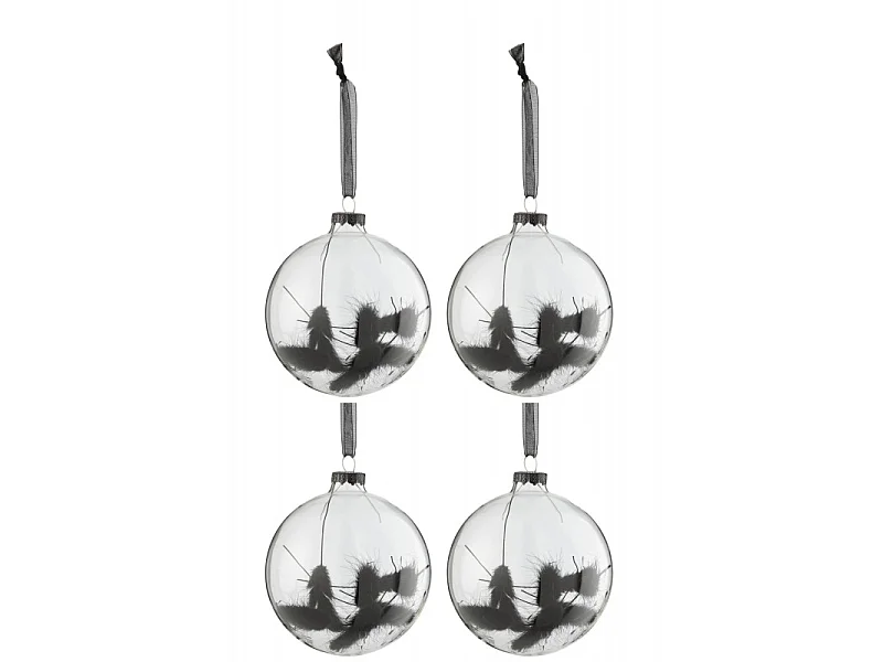 Scatola di 4 palline di Natale in vetro trasparente 10x10x10 cm