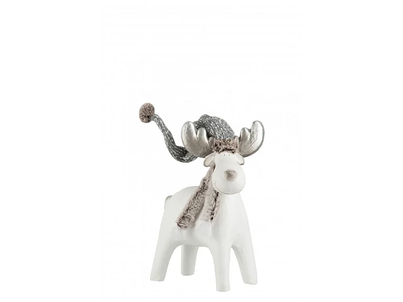 Statue Déco "Renne 4 Pattes" 40cm Gris