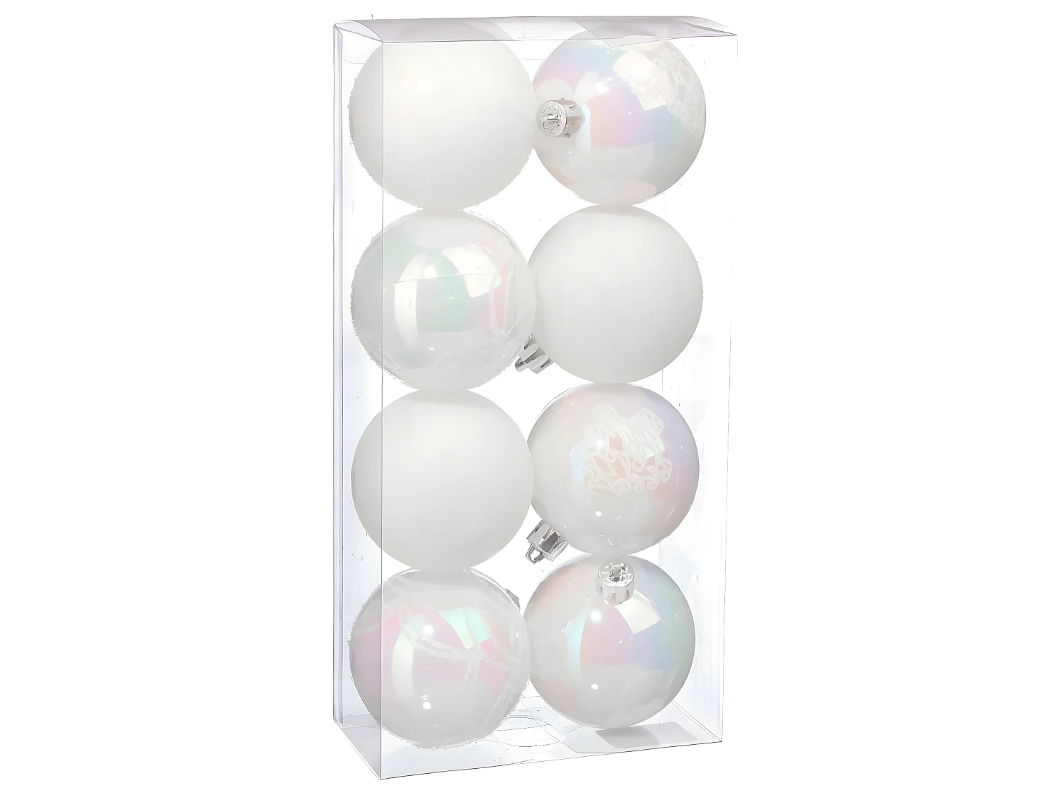 Lot de 8 Boules de Noël "Colorama" 7cm Blanc