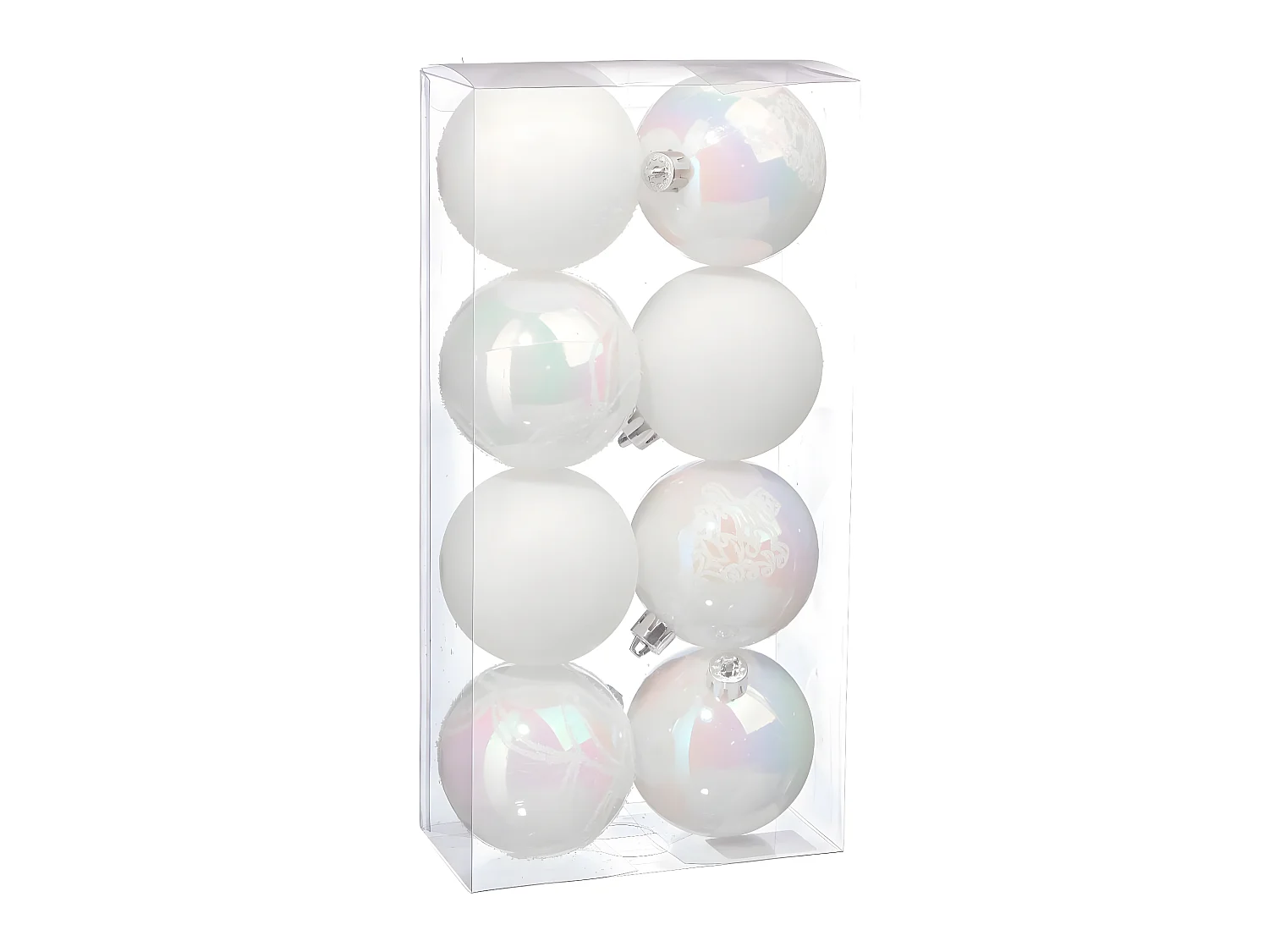 Lot de 8 Boules de Noël "Colorama" 7cm Blanc
