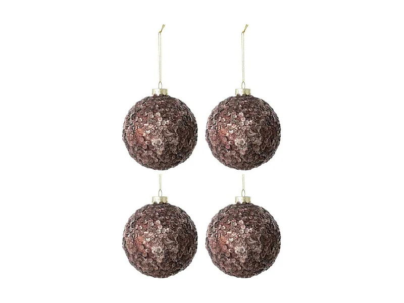Scatola di 4 palline di Natale in vetro marrone 10x10x10 cm