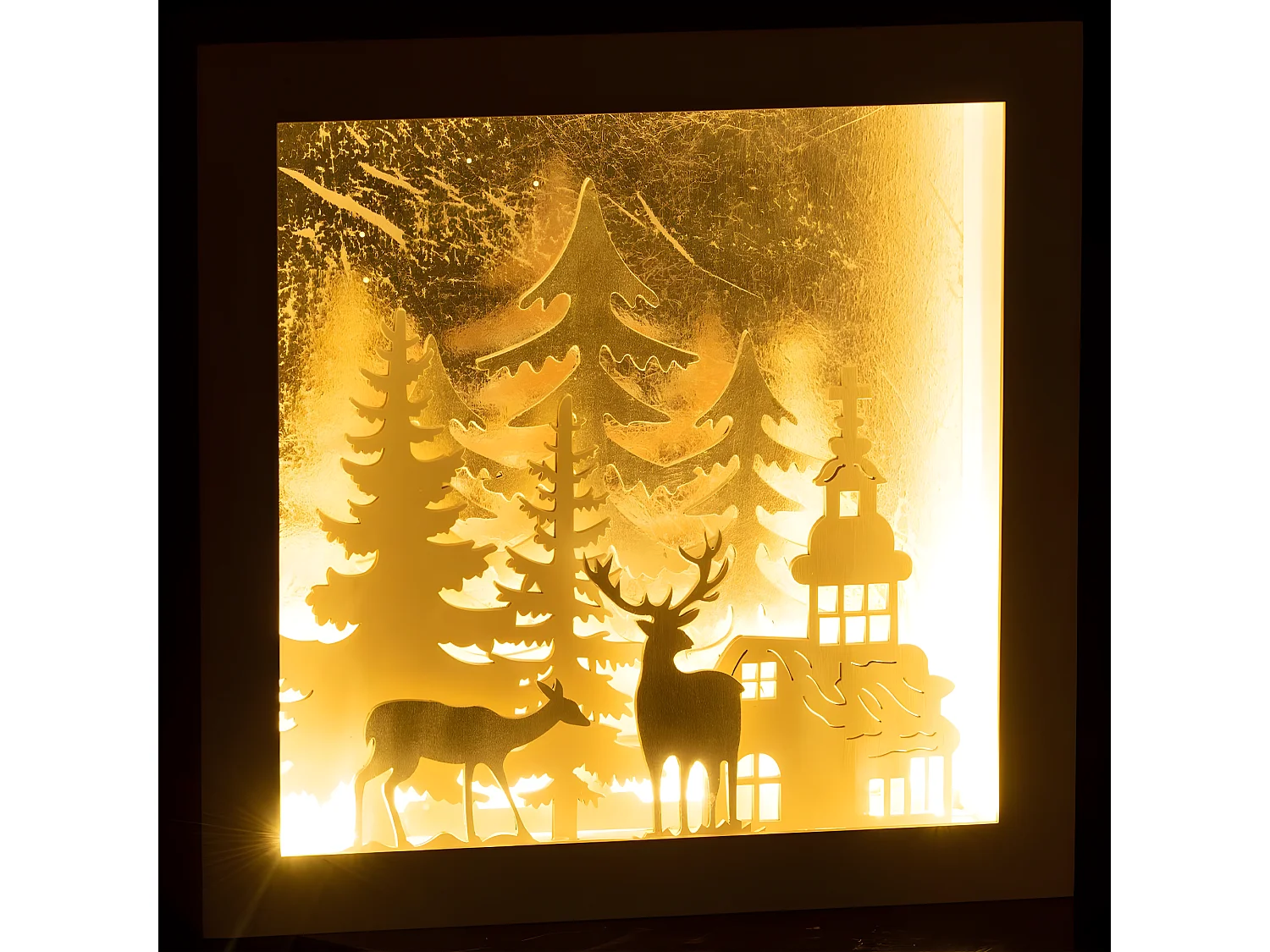 Décoration de Noël Led "Hiver" 24cm Blanc & Argent