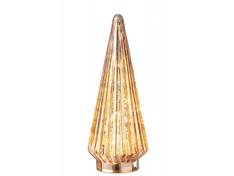 Sapin de Noël en Verre "Led" 34cm Rose