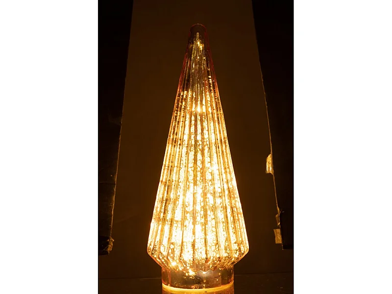 Sapin de Noël en Verre "Led" 34cm Rose