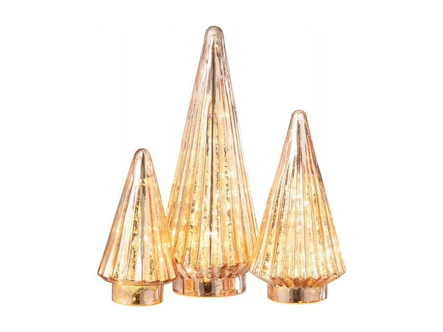 Albero di Natale decorativo a led in vetro rosa 11.5x11.5x33 cm