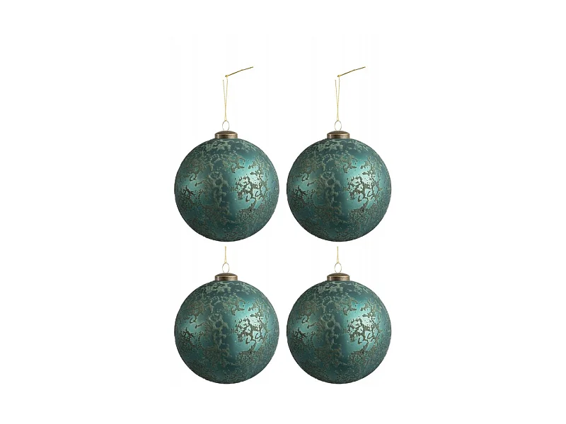 Scatola di 4 palline di Natale in vetro Azzurro 28x28x13 cm