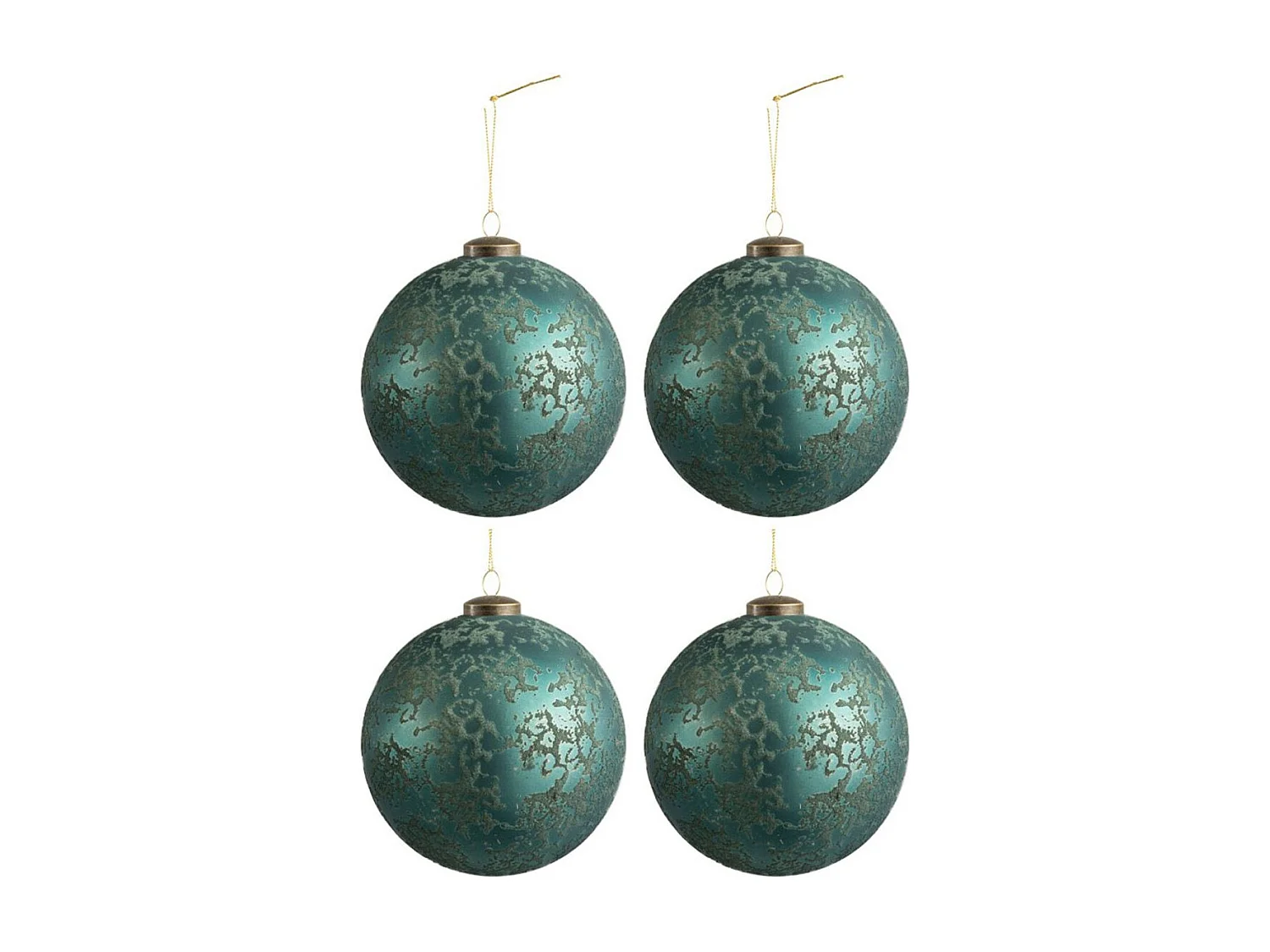 Caja de 4 bolas de Navidad de vidrio Azur 28x28x13 cm