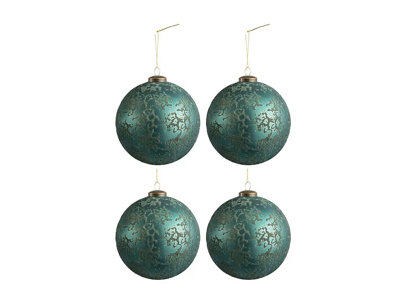 Scatola di 4 palline di Natale in vetro Azzurro 28x28x13 cm