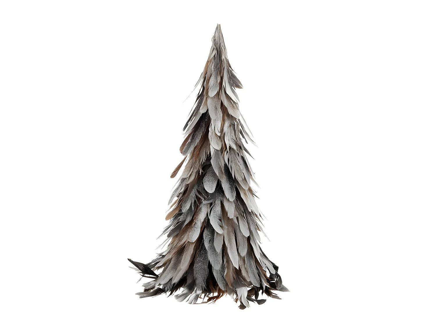 Statuette Cône "Plumes Déco" 40cm Argent