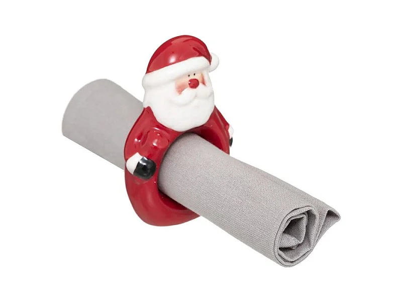 Rond de Serviette "Père Noël" 10cm Rouge & Blanc