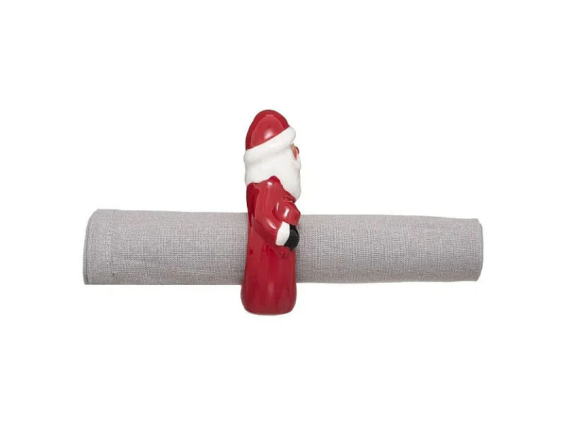 Rond de Serviette "Père Noël" 10cm Rouge & Blanc
