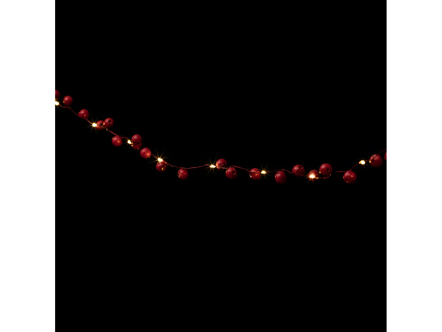 Guirlande Lumineuse "Boules Bois" 220cm Rouge