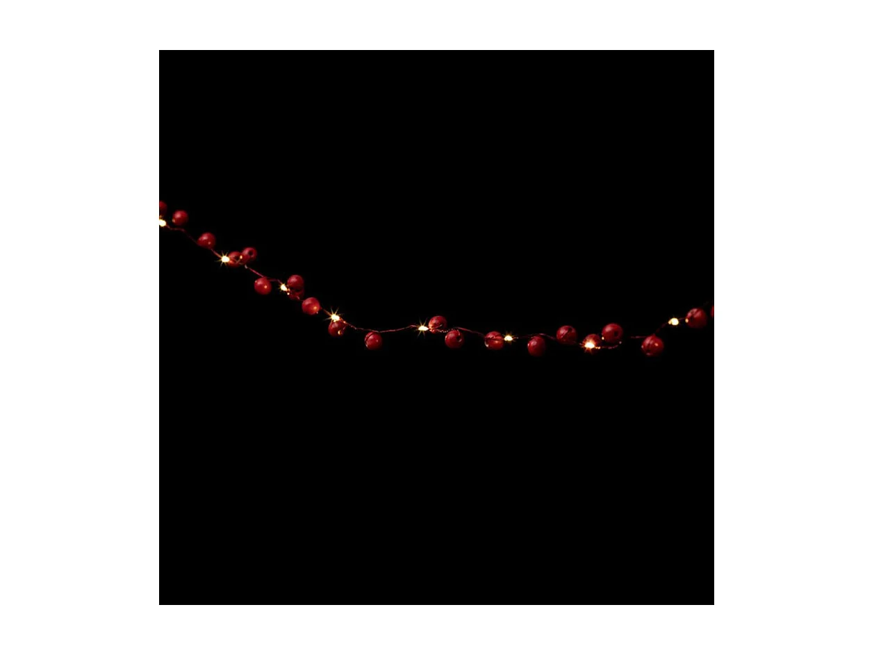 Guirlande Lumineuse "Boules Bois" 220cm Rouge