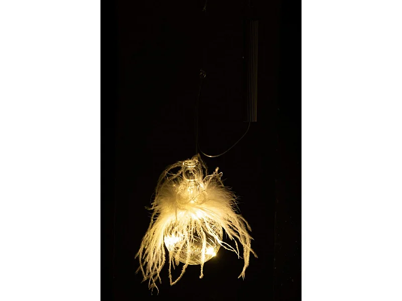 Boule de Noël Led "Ange & Plume" 16cm Transparent