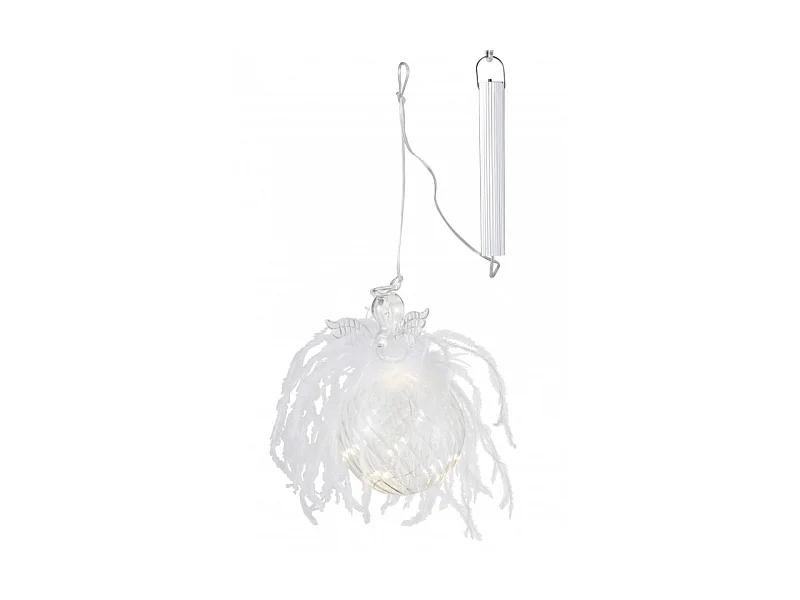 Boule de Noël Led "Ange & Plume" 16cm Transparent