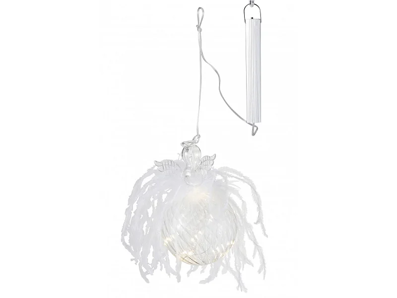 Boule de Noël Led "Ange & Plume" 16cm Transparent