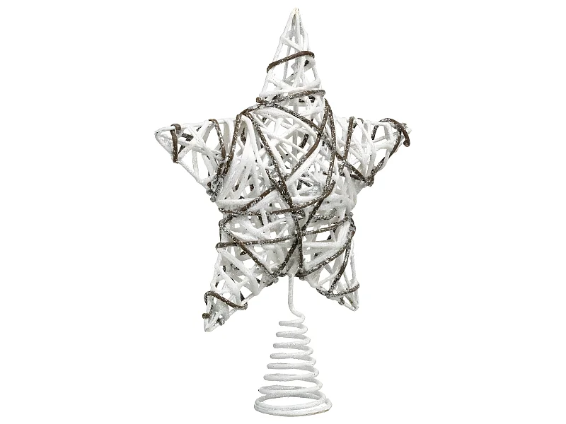 Cimier Étoile Déco en Rotin "Glacé" 38cm Blanc