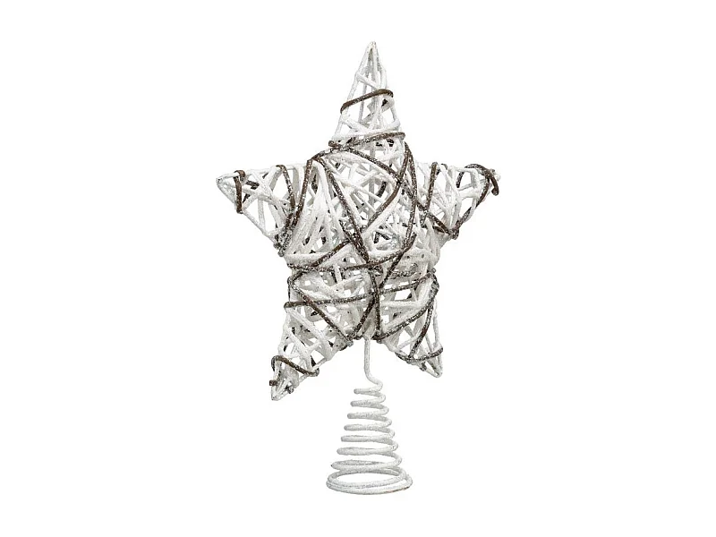 Cimier Étoile Déco en Rotin "Glacé" 38cm Blanc