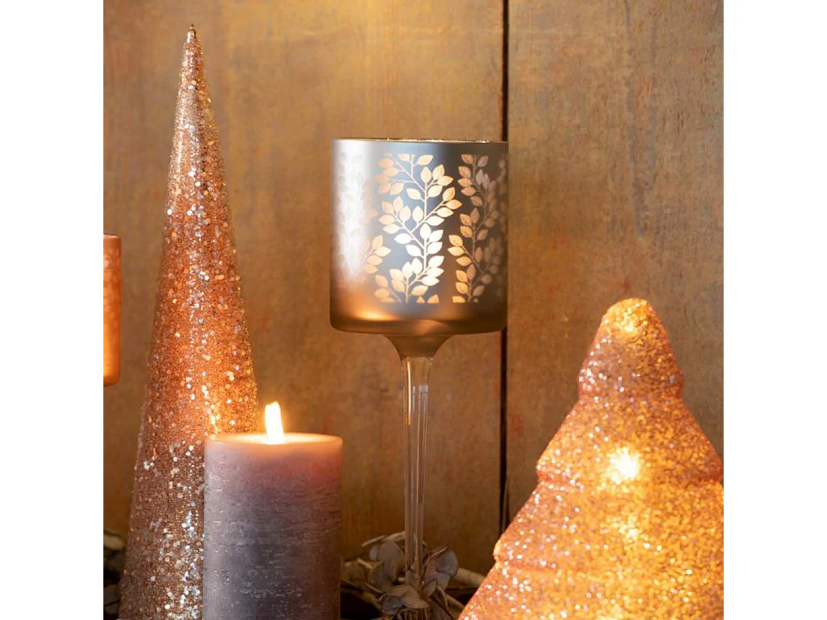 Statuette Déco "Cône Perles" 35cm Rose Saumon