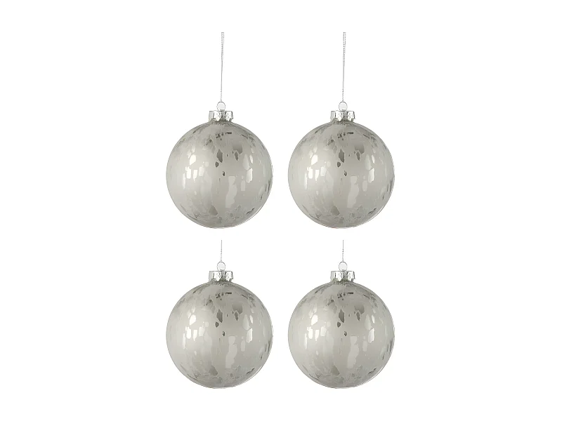 Lot de 4 Boules de Noël "Brillant" 10cm Argent