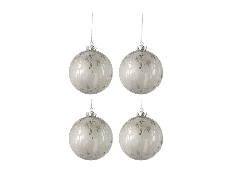 Lot de 4 Boules de Noël "Brillant" 10cm Argent