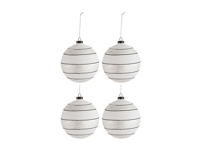 Scatola di 6 palline di Natale in vetro bianco 10x10x10 cm