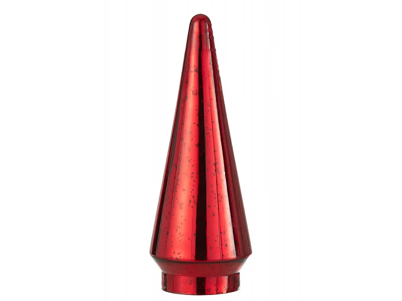 Albero di Natale decorativo a led in vetro rosso 12x12x33 cm