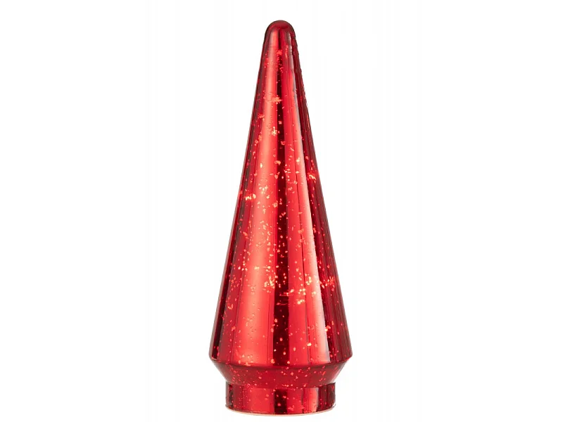 Albero di Natale decorativo a led in vetro rosso 12x12x33 cm