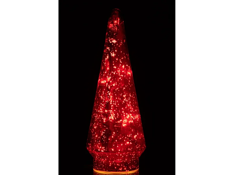 Albero di Natale decorativo a led in vetro rosso 12x12x33 cm