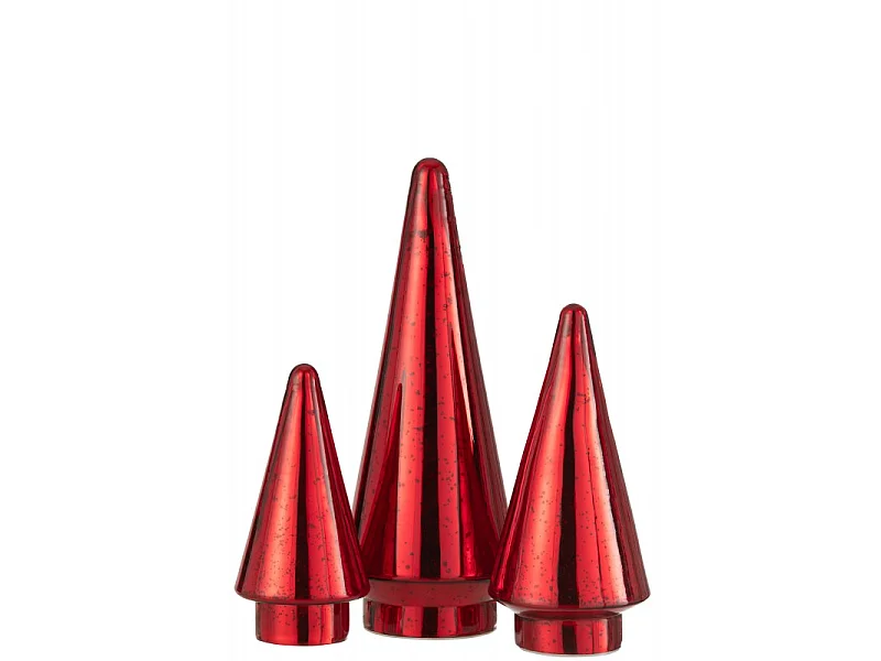 Albero di Natale decorativo a led in vetro rosso 12x12x33 cm