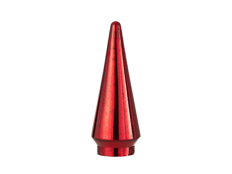 Árbol de Navidad decorativo con luces LED de vidrio rojo de 12x12x33 cm