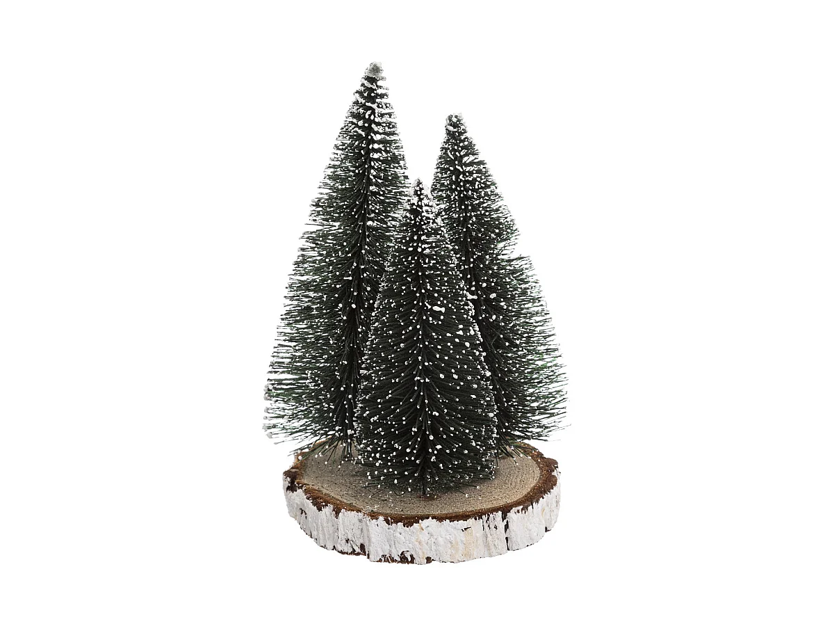 Lot de 3 Sapins de Noël Déco "Rondin" 20cm Vert