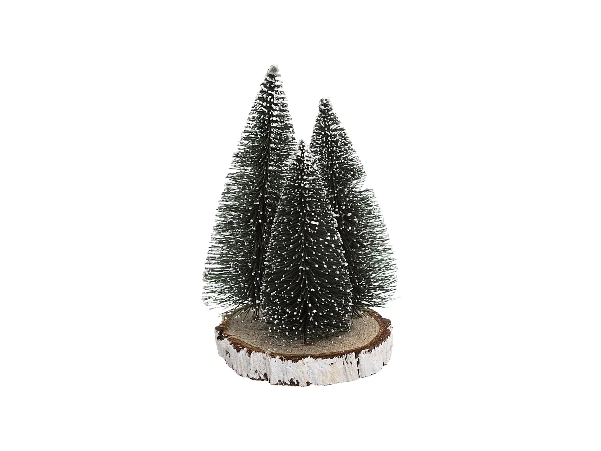 Lot de 3 Sapins de Noël Déco "Rondin" 20cm Vert