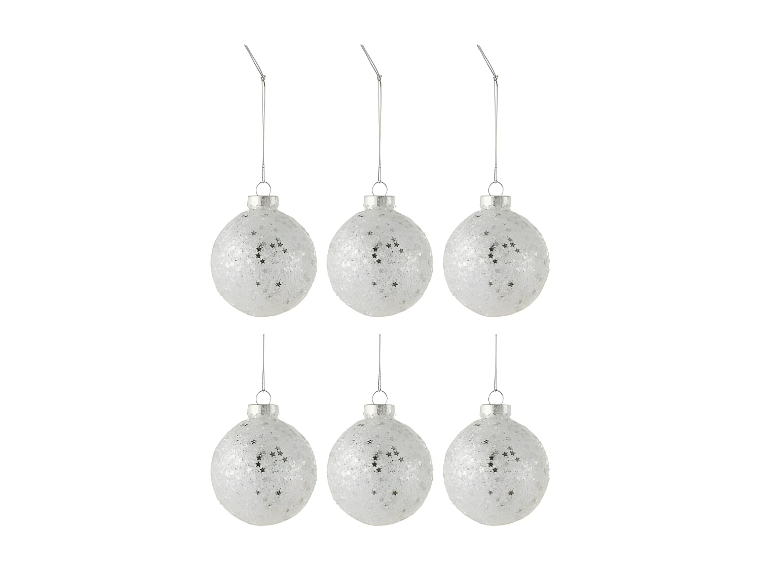 Scatola di 6 palline di Natale in vetro argento 8x8x8 cm