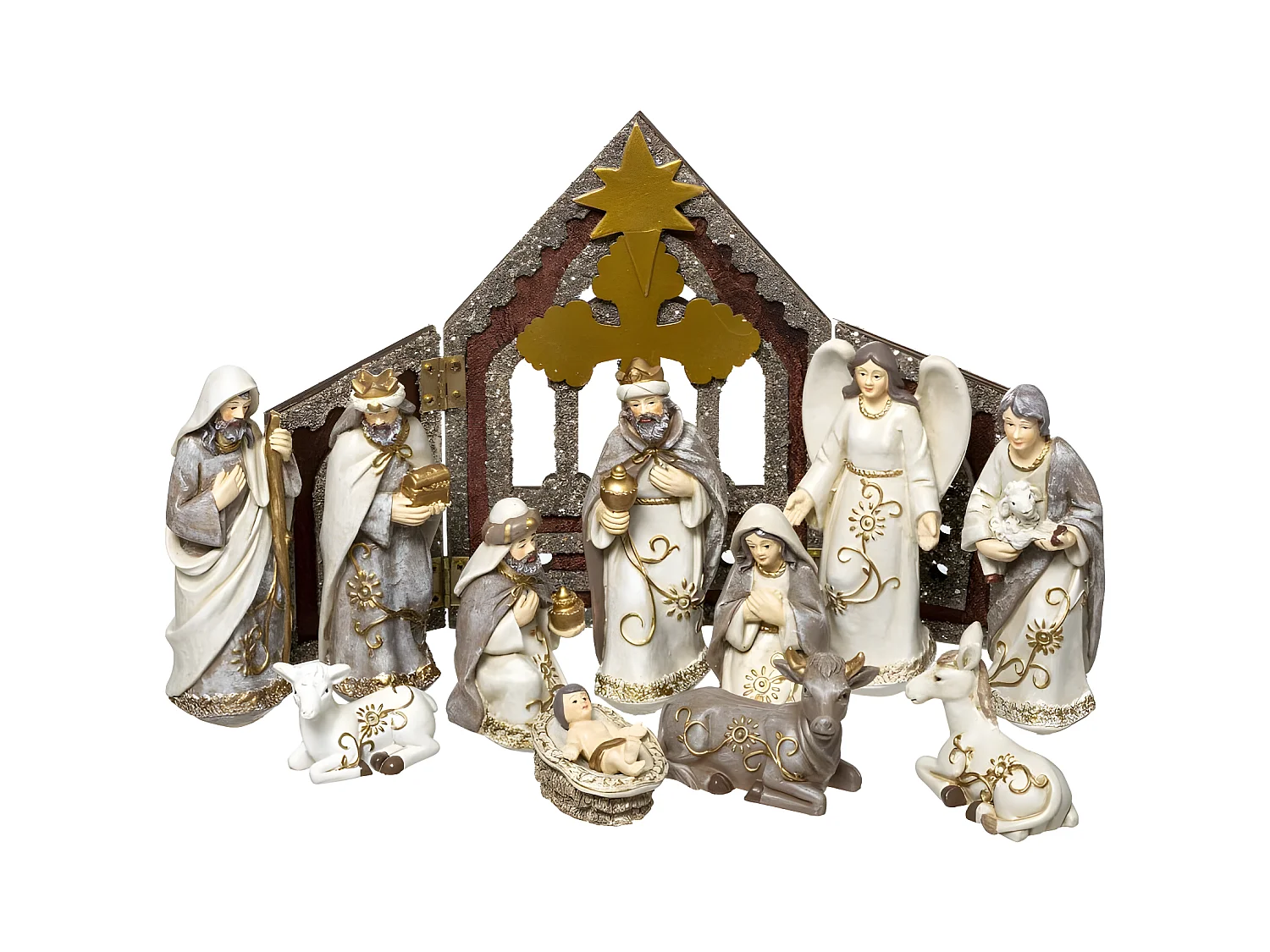Crèche de Noël Déco "11 Santons" 19cm Naturel