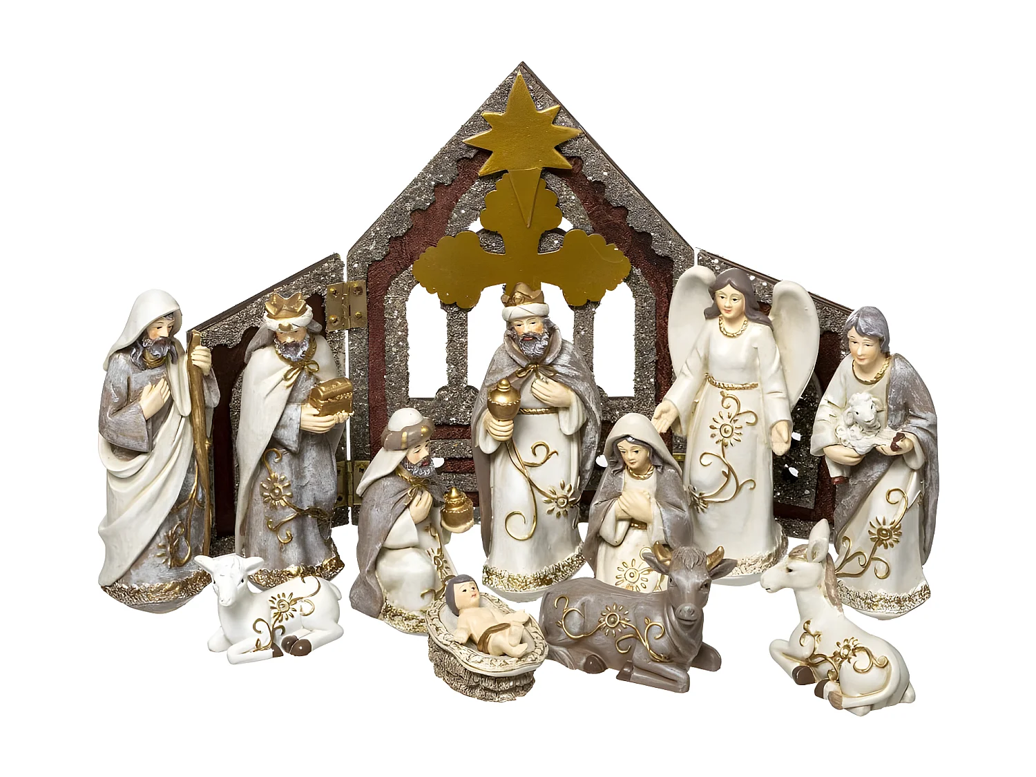 Crèche de Noël Déco "11 Santons" 19cm Naturel