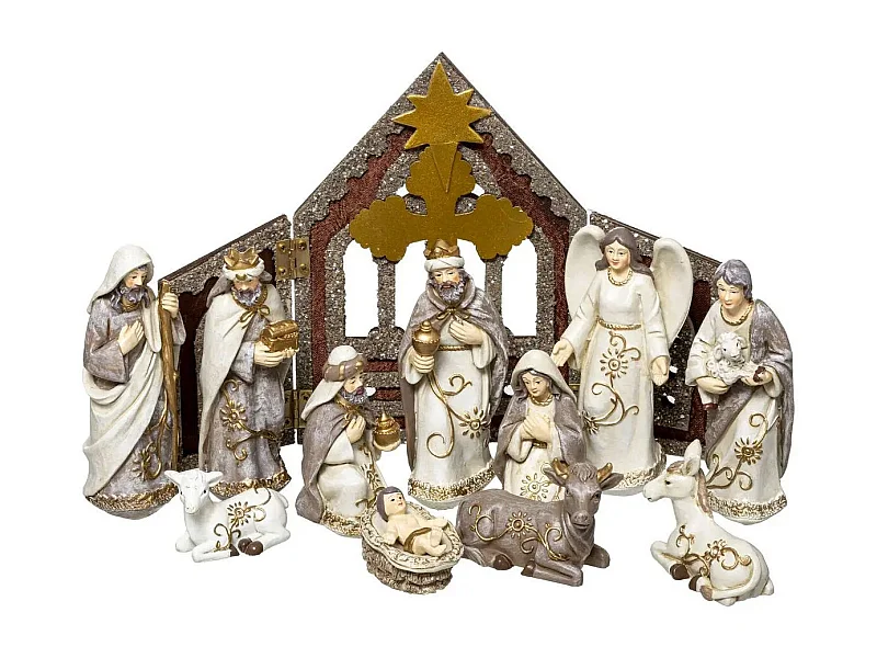 Crèche de Noël Déco "11 Santons" 19cm Naturel