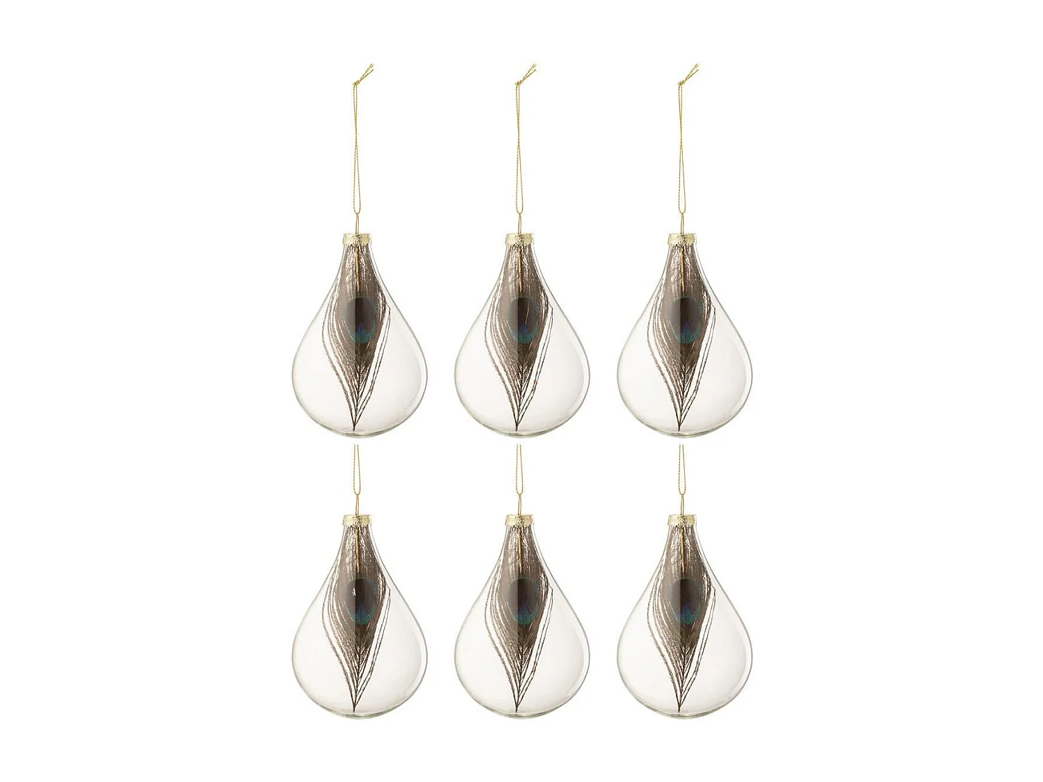 Scatola di 6 palline di Natale in vetro verde 7.3x7.3x11 cm