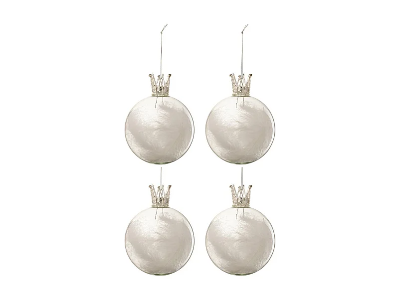 Scatola di 4 palline di Natale in vetro bianco 10x10x10 cm