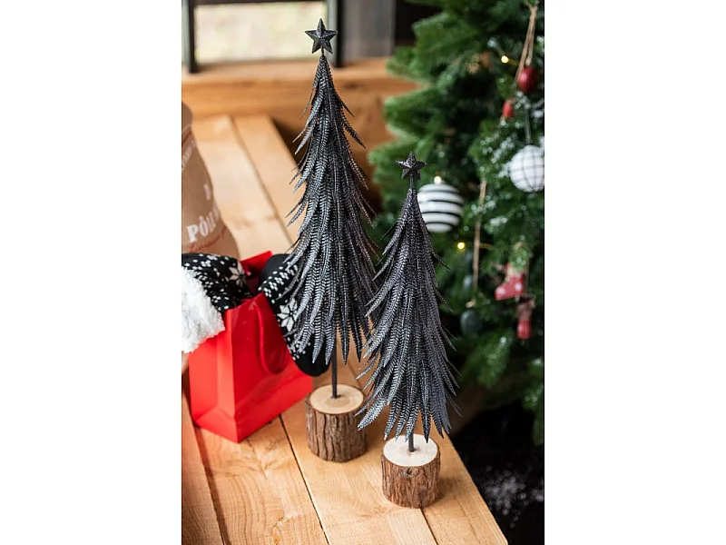 Albero di Natale decorativo a led in vetro - metallo nero 15x15x56.5 cm