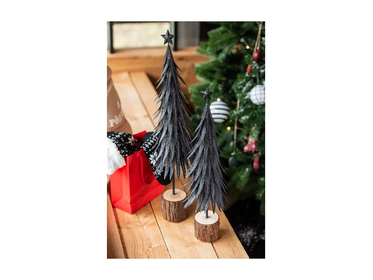 Albero di Natale decorativo a led in vetro - metallo nero 15x15x56.5 cm