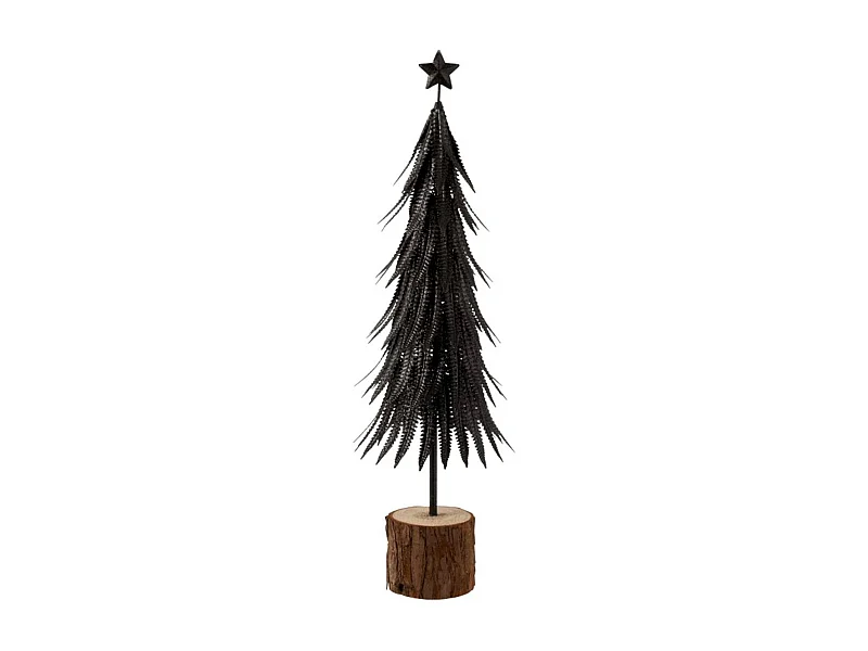 Albero di Natale decorativo a led in vetro - metallo nero 15x15x56.5 cm